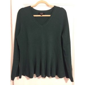 100% Cashmere Peplum V-Neck Sweater - Alex Marie